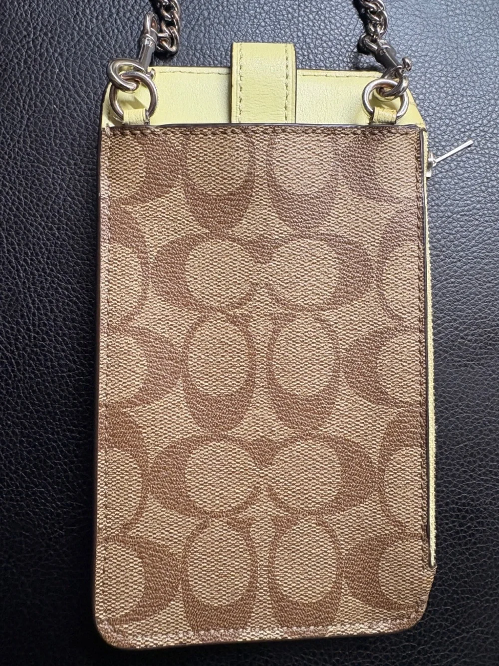 Coach North/South Phone Crossbody Gold/Light Khaki/Faded Blush Signature Canvas